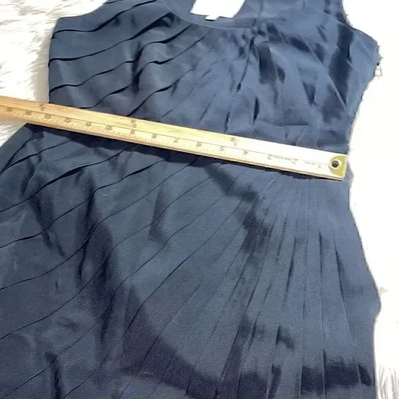 Madison Marcus Dress Womens small silk pleated Black sheath mini Preppy Formal - Picture 9 of 10